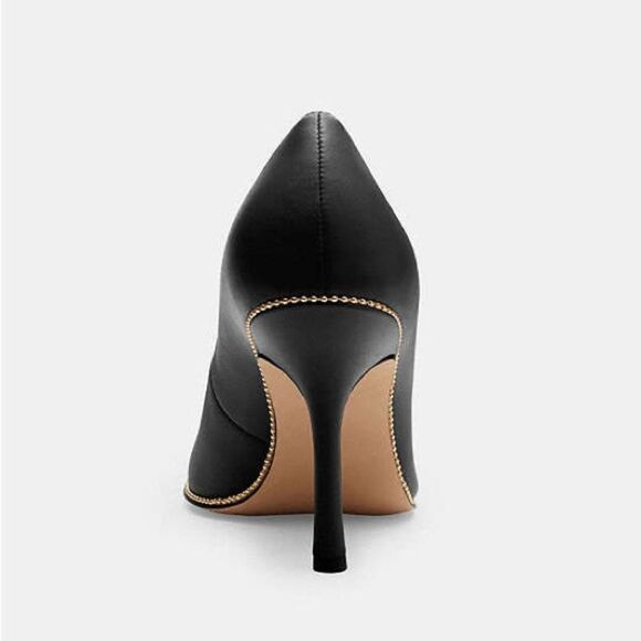 Coach Black Heels with gold embellishments. Size 7 - Picture 5 of 12